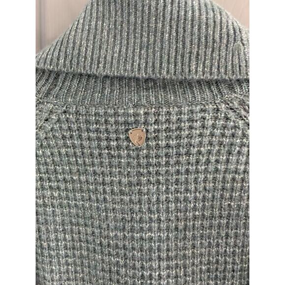 Kuhl Sienna Sweater M Blue Cowl Neck Long Sleeve Waffle Knit Pullover - Picture 4 of 9